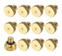 M METERXITY 12-Pack Brass Misting Nozzle Plugs, Heavy Duty 10/24 UNC Screw Thread Mister Nozzle Plugs for Outdoor Spray Cooling System/Patio Mist System [Gold Tone]