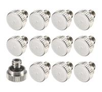 M METERXITY 12-Pack Brass Misting Nozzle Plugs, Heavy Duty 10/24 UNC Screw Thread Mister Nozzle Plugs for Outdoor Spray Cooling System/Patio Mist System [Silver Tone]