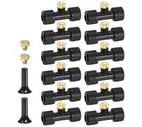 M METERXITY 12-Pack Brass Misting Nozzles Tees, 0.1mm Orifice Dia | Heavy Duty Mister Nozzle with Brass Plugs and Black Plugs for 1/4 Inch Tubing Outdoor Spray Cooling System
