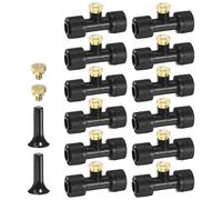 M METERXITY 12-Pack Brass Misting Nozzles Tees, 0.2mm Orifice Dia | Heavy Duty Mister Nozzle with Brass Plugs and Black Plugs for 1/4 Inch Tubing Outdoor Spray Cooling System