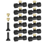 M METERXITY 12-Pack Brass Misting Nozzles Tees, 0.8mm Orifice Dia | Heavy Duty Mister Nozzle with Brass Plugs and Black Plugs for 1/4 Inch Tubing Outdoor Spray Cooling System