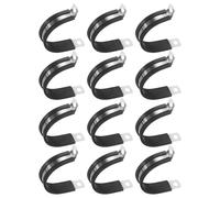 M METERXITY 12-Pack Cable Clamps, 1-1/2 Inch/ 38 mm 304 Stainless Steel Rubber Cushioned Insulated Cable Clamp R Shape Metal Holder for Tube/Wire/Pipe/Loop Installation