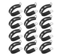M METERXITY 12-Pack Cable Clamps, 1-11/32 Inch/ 34 mm 304 Stainless Steel Rubber Cushioned Insulated Cable Clamp R Shape Metal Holder for Tube/Wire/Pipe/Loop Installation
