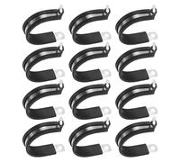 M METERXITY 12-Pack Cable Clamps, 1-3/8 Inch/ 35 mm 304 Stainless Steel Rubber Cushioned Insulated Cable Clamp R Shape Metal Holder for Tube/Wire/Pipe/Loop Installation