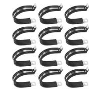 M METERXITY 12-Pack Cable Clamps, 1-5/8 Inch/ 42 mm 304 Stainless Steel Rubber Cushioned Insulated Cable Clamp R Shape Metal Holder for Tube/Wire/Pipe/Loop Installation