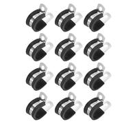 M METERXITY 12-Pack Cable Clamps, 5/8 Inch/ 16 mm 304 Stainless Steel Rubber Cushioned Insulated Cable Clamp R Shape Metal Holder for Tube/Wire/Pipe/Loop Installation