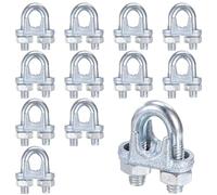 M METERXITY 12-Pack Cable Clamps, M8 Carbon Steel 8mm Wire Rope Clip Thimble U Bolt Saddle Fastener for Diameter Cable Rigging/Sailing/Clothesline, Wire Clamps