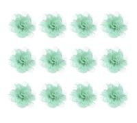 M METERXITY 12-Pack Chiffon Flowers 1.97 x 1.97 Inch Mesh Fabric Flowers Full Chiffon Flowers Hair Clips Flower for Home Decor/Wedding/Headbands/DIY/Party/Garden [Mint Green]