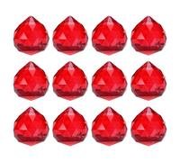 M METERXITY 12-Pack Crystal Ball Prisms, 33.5mm/1.32 Inch Chandelier Pendant Maker Hanging Crystals Chandelier Prisms for Home/Windows/Garden/DIY Decoration[Red]