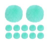 M METERXITY 12-Pack Faux Fur Pom Poms, 3.1 Inch/ 8 cm Soft Fluffy Pompoms Balls Faux Rabbit Fur with Elastic Loop for Hats/Bags/Keychains/Knitting Accessories/DIY Crafts [Mint Green]