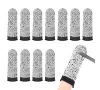 M METERXITY 12-Pack Finger Cots Cut Resistant, Reusable Finger Sleeve Protectors for Sculpture/Kitchen/Garden, HPPE Fiber Thumb Finger Guards Covers [2.8", Grey Black]