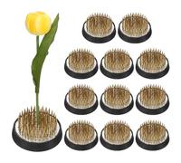 M METERXITY 12-Pack Flower Frog 1.57" Round Copper Floral Arranger Pins Ikebana Holder W Rubber Base for Flower Arrangements/Craft Plant/Home Decor, Floral Kenzan Fixed Tool [1.1cm Pins]