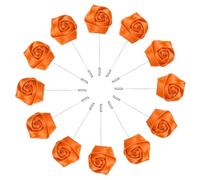M METERXITY 12-Pack Flower Lapel Pins, Boutonnieres Pin, Orange