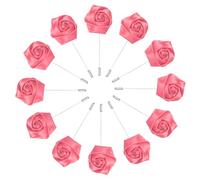 M METERXITY 12-Pack Flower Lapel Pins for Men, Rose Boutonnieres Pin Groom Boutonnieres for Wedding/Dance/Party, Men Lapel Pins for Suits Satin Flower Corsage [Dark Pink]