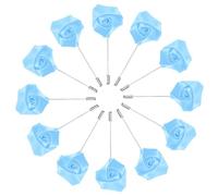 M METERXITY 12-Pack Flower Lapel Pins for Men, Rose Boutonnieres Pin Groom Boutonnieres for Wedding/Dance/Party, Men Lapel Pins for Suits Satin Flower Corsage [Light Blue]