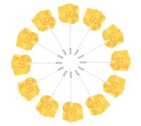 M METERXITY 12-Pack Flower Lapel Pins for Men, Rose Boutonnieres Pin Groom Boutonnieres for Wedding/Dance/Party, Men Lapel Pins for Suits Satin Flower Corsage [Yellow]