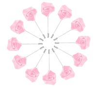 M METERXITY 12-Pack Flower Lapel Pins for Men, Rose Boutonnieres Pin Groom Boutonnieres for Wedding/Dance/Party, Men Lapel Pins for Suits Satin Flower Corsage [Pink]