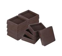 M METERXITY 12-Pack Furniture Coasters Cups, 2" Square Rubber Anti Slide Floor Protector Pads for Sofa Chair/Piano Stopper, Furniture Caster Leg Non Slip Feet Cups [Brown]