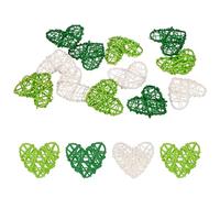 M METERXITY 12-Pack Heart Shaped Wicker Rattan Balls 60mm/2.4 Inch Decorative Rattan Balls Orbs Vase Fillers Bowl Fillers for Christmas/Weddings/DIY/Home Decor [Dark Green, Light Green, White]