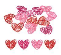 M METERXITY 12-Pack Heart Shaped Wicker Rattan Balls 60mm/2.4 Inch Decorative Rattan Balls Orbs Vase Fillers Bowl Fillers for Christmas/Weddings/DIY/Home Decor [Bright Red, Rose Red, Pink]