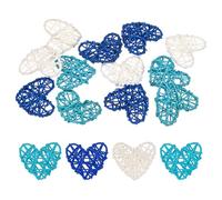 M METERXITY 12-Pack Heart Shaped Wicker Rattan Balls 60mm/2.4 Inch Decorative Rattan Balls Orbs Vase Fillers Bowl Fillers for Christmas/Weddings/DIY/Home Decor [Dark Blue, Light Blue, White]