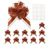 M METERXITY 12-Pack Large Pull Bows for Gift Wrapping, 8 x 6 Inches Big Bow for Present, Reusable Ribbon Bow for Wrapping Boxes/Decorative Accents/Birthday/Christmas[Brown]