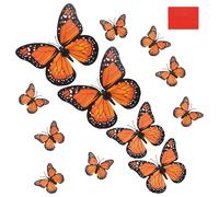 M METERXITY 12 Pack Monarch Butterfly Decorations, 3D Plastic Stickers Wall Decor for Crafts, Monarch Butterfly Kit for Day of the Dead, Halloween, Autumn, Party Decor [Orange, 3 Sizes]
