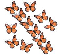 M METERXITY 12 Pack Monarch Butterfly Decorations, 3D Plastic Stickers Wall Decor for Crafts, Monarch Butterfly Kit for Day of the Dead, Halloween, Autumn, Party Decor [Orange, 3.15''x2.56'']