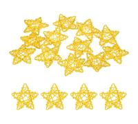 M METERXITY 12-Pack Pentagram Wicker Rattan Balls 65mm/2.6 Inch Decorative Rattan Balls Orbs Vase Fillers Bowl Fillers for Christmas/Weddings/DIY Crafts/Home Decor [Yellow]