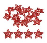 M METERXITY 12-Pack Pentagram Wicker Rattan Balls 65mm/2.6 Inch Decorative Rattan Balls Orbs Vase Fillers Bowl Fillers for Christmas/Weddings/DIY Crafts/Home Decor [Bright Red]