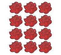 M METERXITY 12-Pack Red Rose Embroidered Patch 7.3cm Adhesive Fabric Embroidered Sew on Flower Appliques Patches for DIY Crafts/Clothing Repairing/Shoes/Bag/Hat
