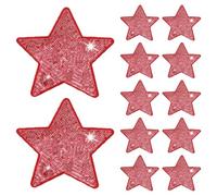 M METERXITY 12-Pack Sequin Star Iron Patches, 4.9x4.9in/12.5x12.5cm Colorful Shiny Patches Embroidery for Clothes/Hats/Bags/DIY/Repair Hole, Glitter Star Applique Sewing Patch [Bright Red]