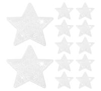 M METERXITY 12-Pack Sequin Star Iron Patches, 4.9x4.9in/12.5x12.5cm Colorful Shiny Patches Embroidery for Clothes/Hats/Bags/DIY/Repair Hole, Glitter Star Applique Sewing Patch [White]