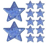 M METERXITY 12-Pack Sequin Star Iron Patches, 4.9x4.9in/12.5x12.5cm Colorful Shiny Patches Embroidery for Clothes/Hats/Bags/DIY/Repair Hole, Glitter Star Applique Sewing Patch [Dark Blue]