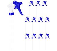 M METERXITY 12-Pack Spray Bottle Nozzle Replacement, Plastic Heavy Duty Trigger Spray Nozzle Head with Tube for 28-400/8,16,32 oz Bottles, Adjustable Mist Stream Sprayer [Blue, Head Only]