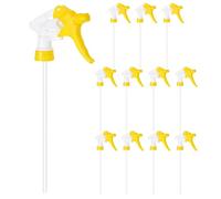 M METERXITY 12-Pack Spray Bottle Nozzle Replacement, Plastic Heavy Duty Trigger Spray Nozzle Head with Tube for 28-400/8,16,32 oz Bottles, Adjustable Mist Stream Sprayer [Yellow, Head Only]