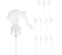 M METERXITY 12-Pack Spray Bottle Nozzle Replacement, Plastic Mini Trigger Spray Nozzle Head with Tube for 24-410 Neck Size/Garden/Home, Fine Mist Stream Sprayer [Transparent, Head Only]