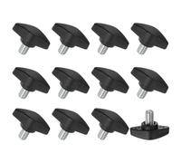 M METERXITY 12-Pack Thumb Screws, M8x12mm Tee Wing Knobs, Plastic t Handles Clamping Knob for Woodworking/Machinery/Equipment, Tightening Thread Thumbscrew [Black]