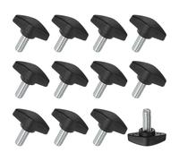 M METERXITY 12-Pack Thumb Screws, M8x16mm Tee Wing Knobs, Plastic T Handles Clamping Knob for Woodworking/Machinery/Equipment, Tightening Thread Thumbscrew [Black]