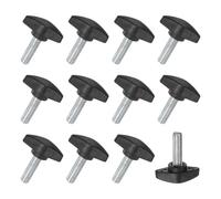 M METERXITY 12-Pack Thumb Screws, M8x25mm Tee Wing Knobs, Plastic T Handles Clamping Knob for Woodworking/Machinery/Equipment, Tightening Thread Thumbscrew [Black]