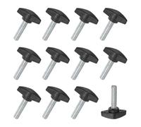 M METERXITY 12-Pack Thumb Screws, M8x30mm Tee Wing Knobs, Plastic T Handles Clamping Knob for Woodworking/Machinery/Equipment, Tightening Thread Thumbscrew [Black]
