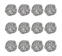 M METERXITY 12-Pack Wicker Rattan Balls 40mm/1.6 Inch Decorative Rattan Balls Orbs Vase Fillers Bowl Fillers for Christmas/Weddings/Thanksgiving/DIY Crafts/Home Decor [Silver]