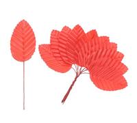 M METERXITY 120-Pack Artificial Silk Leaf, Faux Wire Single Leaves, Fake Flower Leaf with Stem for DIY Bouquet/Wreaths/Wedding/Garland/Party Decorations, Fake Rose Craft Leaves [Red]