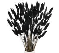 M METERXITY 120-Pack Bunny Tails Grass 17 Inch Fluffy Rabbit Tail Grass Dried Flowers Branches Vase Filler Dried Pampas Grass Decor for Home/Wedding/Vase/Office/Party [Black]