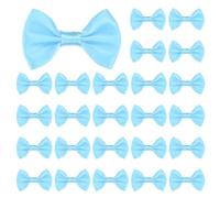 M METERXITY 120-Pack Mini Craft Ribbon Bow 1.5x1 Inch Checkered Fabric Satin Ribbon Bows Boutique for Craft DIY/Treat Bags/Hair Bow Sewing/Wedding/Party/Christmas [Light Blue]