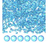 M METERXITY 1200-Pack Loose Sequins Bulk, 20g 6mm Round Cup Sequins for Wedding/Sewing/DIY Craft/Garments Accessories, PVC Rainbow Spangles with Holes [Light Blue]