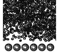 M METERXITY 1200-Pack Loose Sequins Bulk, 20g 6mm Round Cup Sequins for Wedding/Sewing/DIY Craft/Garments Accessories, PVC Rainbow Spangles with Holes [Black]