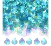 M METERXITY 1200-Pack Seashell Sequins, 100g Shell Shape Loose Sequins with 2 Holes for DIY Craft/Sewing/Applique/Earrings/Clothing, Sea Shell Flakes [Blue]