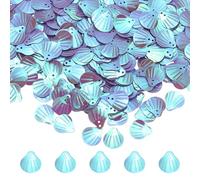 M METERXITY 1200-Pack Seashell Sequins, 100g Shell Shape Loose Sequins with 2 Holes for DIY Craft/Sewing/Applique/Earrings/Clothing, Sea Shell Flakes [AB Purple]