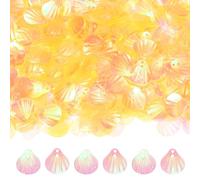 M METERXITY 1200-Pack Seashell Sequins, 100g Shell Shape Loose Sequins with 2 Holes for DIY Craft/Sewing/Applique/Earrings/Clothing, Sea Shell Flakes [Yellow]
